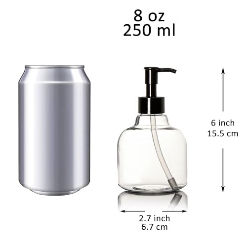 Youngever 8 Ounce Clear Refillable Plastic Pump Bottles - 6 Pack