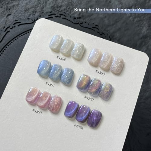 GAOY Pearl Cat Eye Nail Polish Set – 6 Iridescent Glitter Colors