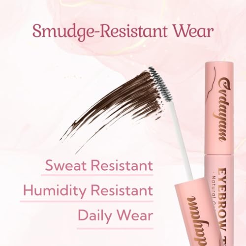 Evdayam Long-Lasting Natural Eyebrow Tint & Gel - Smudge-Proof, Easy Application, Medium Brown