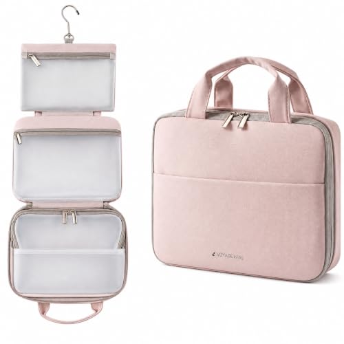 Hanging Toiletry Bag 3-Tier PU Leather Waterproof Travel Organizer