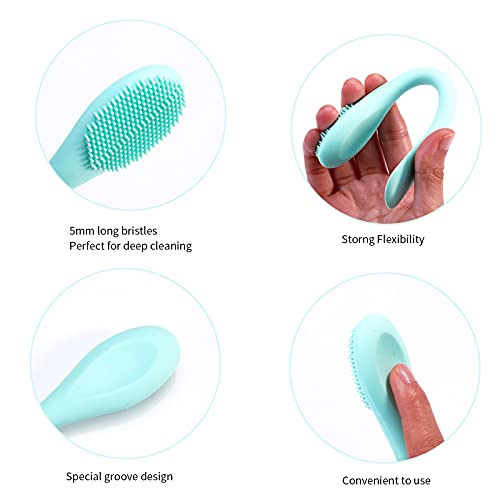MSQ Silicone Face Mask Brush Pink & Blue Double-End Facial Cleansing Tool
