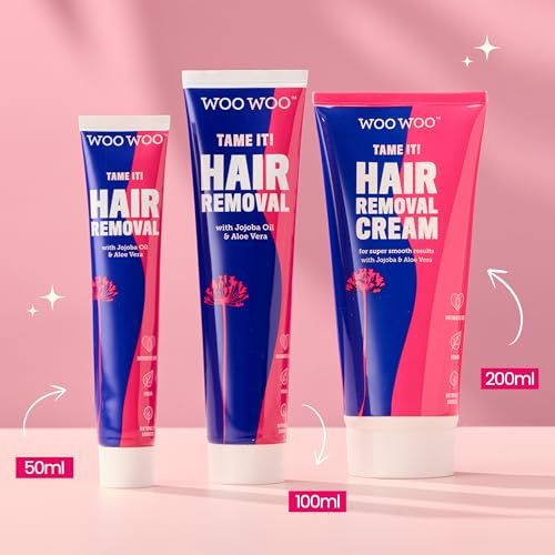 WooWoo Tame It! Natural Intimate Hair Removal Cream - Painless Vegan Hair Remover For Sensitive Skin - Depilatory For Genitals, Bikini, Legs & Bum - Women In-Shower Cream With Aloe Vera - 100ml