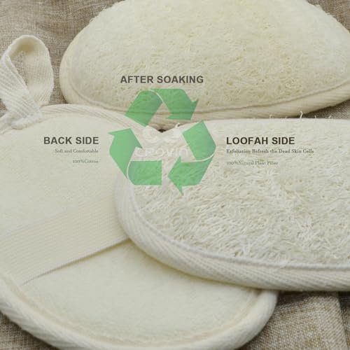 CROVIN Natural Loofah Exfoliating Body Scrubber Pack of 6 - Bath & Shower Sponge