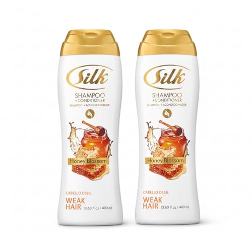 SILK 2-in-1 Strengthening Shampoo and Conditioner with Honey, 13.6 Fl Oz (2 Pack)