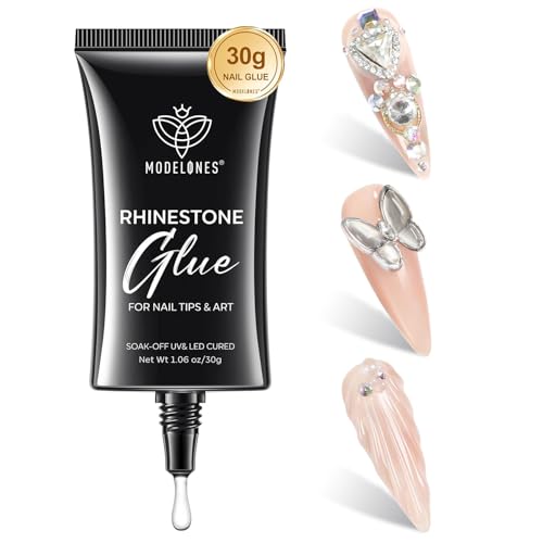 Modelones 4-in-1 Rhinestone Nail Glue - Super Strong UV Adhesive, 30g
