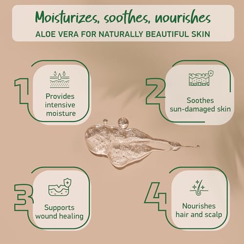Soena Organic Aloe Vera Gel - 100% Natural Moisturizer for Face, Skin & Hair