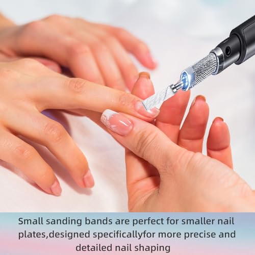 100 Pcs 180 Grit Mini Sanding Bands for Nail Drill - White