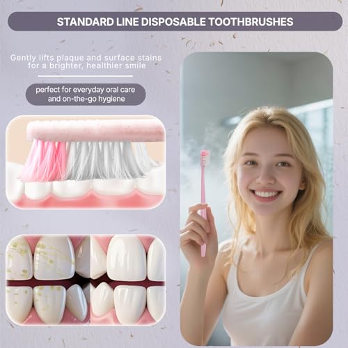 Bulk Disposable Toothbrushes 48 Count | Individually Wrapped Soft PBT Bristles