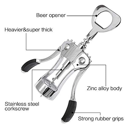 Foho Wing Corkscrew Wine Bottle Opener with Stopper Set