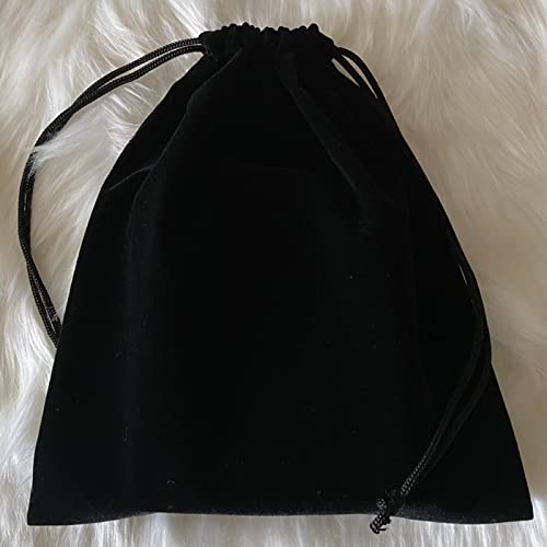 Aestivate 8-Pack Large Velvet Drawstring Pouches - 8x10 Inch Black Bags