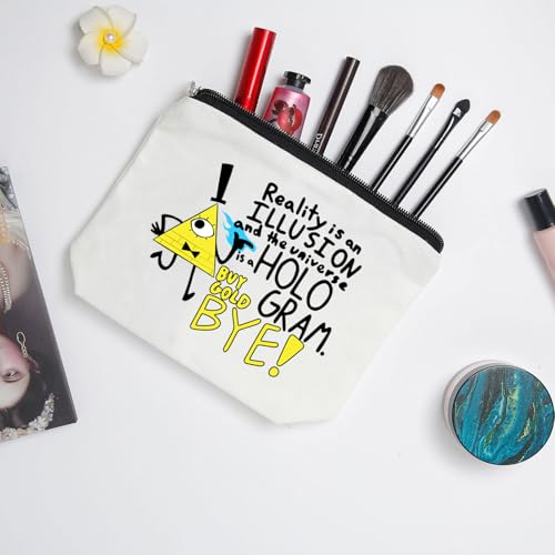 WZJHCL Bill Cipher Makeup Pouch - Cartoon Cosmetic Bag (Bye)