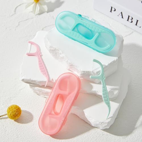 LIAMOSS Mint Dental Floss Picks - Twin-Line Flossers, 170 Count with Travel Case