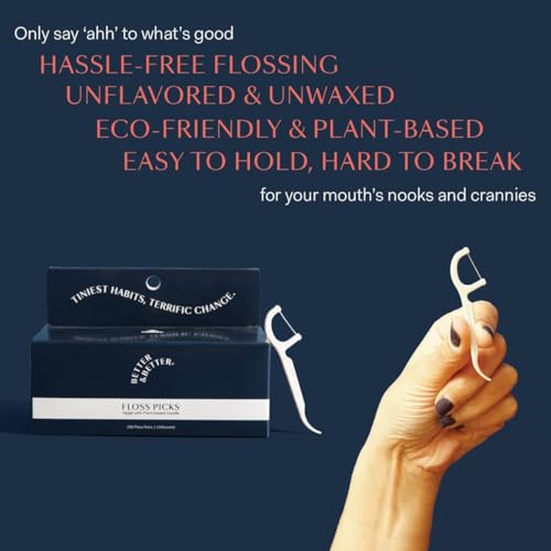 Better & Better Biodegradable Vegan Floss Picks - 200 Count