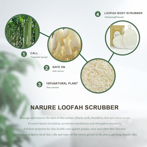 CROVIN Natural Loofah Exfoliating Body Scrubber Pack of 6 - Bath & Shower Sponge