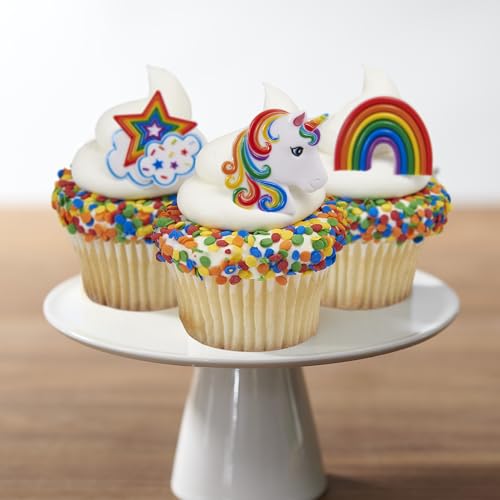 DecoPac Unicorn Cupcake Rings - 24 Magical Food Safe Toppers