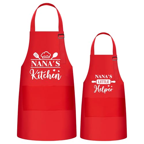 Kids and Adult Apron Set - 2 Pcs Waterproof Adjustable Smocks