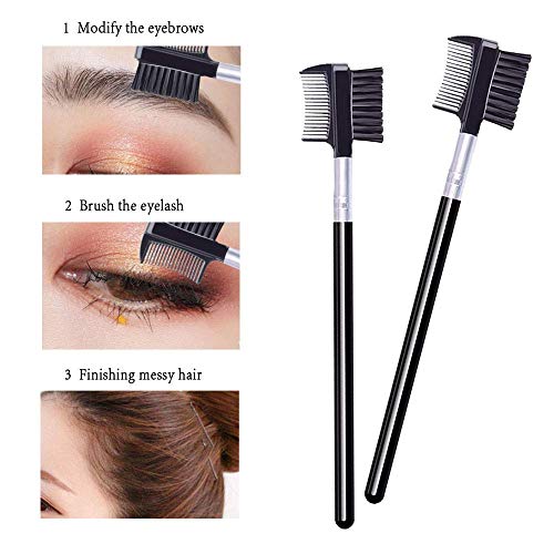 2-Pack Eyelash Comb and Eyebrow Brush Tool - Dual-Sided Groomer