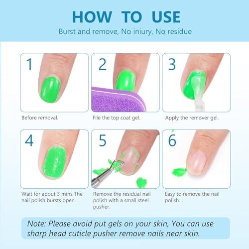 Gel Polish Remover Kit 3 Pack - Quick & Easy Nail Gel Removal (0.17 Fl Oz Each)