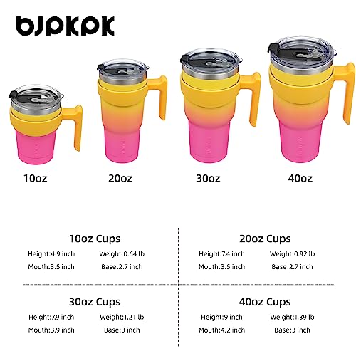 BJPKPK 30 oz Insulated Tumbler with Handle & Straw - Pink Yellow Rose