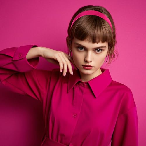 Semato Hot Pink 16 Pack Non-Slip Hair Bands for Women & Girls - DIY Hair Accessories