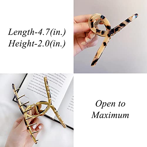 Large Butterfly Hair Claw Clips for Women & Girls - Light Leopard, 4.7" FAELBATY