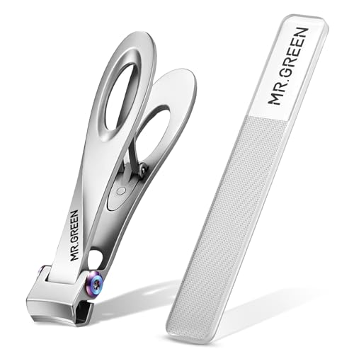 MR.GREEN Stainless Steel Nail Clipper & Nail File Set - Wide Jaw Opening for Thick Nails