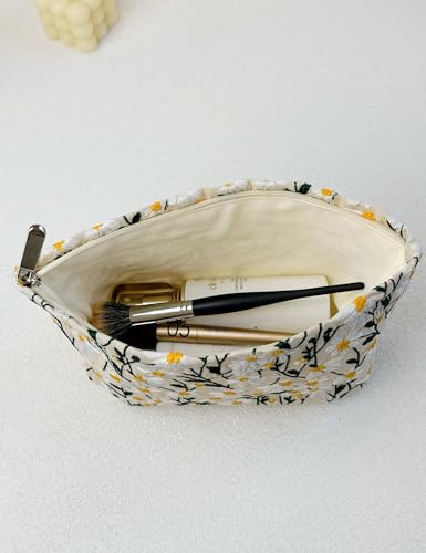 Stylish Daisy Makeup Bag Set - Large & Small Travel Organizers