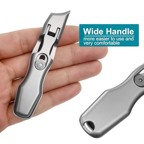 VOGARB Silver Large Ingrown Toenail Clippers with Wide Jaw, Anti-Splash Safety Lock & Nail File