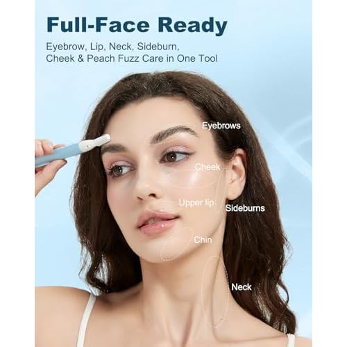 Eyebrow & Facial Hair Trimmer, Precision Detailer with Rinseable Blade, Battery Operated, Double-Sided Razor for Fine Hair, Chin & Peach Fuzz, Compact Pen Size, Safe & Gentle Touch-ups