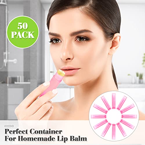 50 Pcs Pink Twist-Up Lip Balm Tubes - DIY Lipstick & Lip Gloss Containers