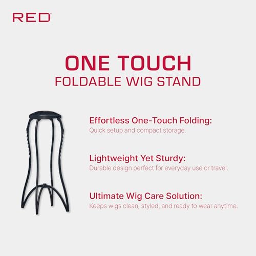 Red by Kiss Collapsible 17” Travel Wig Stand with Nonslip Grip – Single Pack