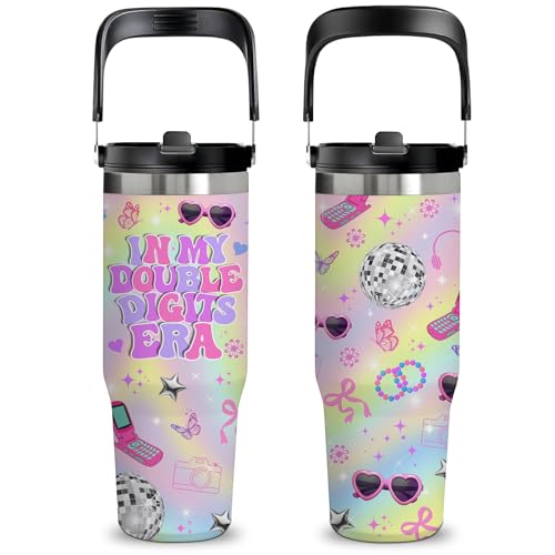 30oz Double Digits Era Tumbler with Handle for 10-Year-Old Girls