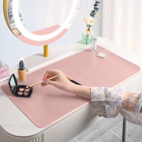 TOHONFOO Dual-Sided Makeup Mat - 19.7x11.8in Pink & Silver