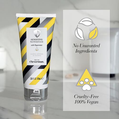 Cleverman Sensitive Face & Beard Scrub 100ml - Gentle Exfoliating Cleanser for Men