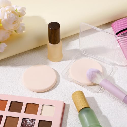 Round Makeup Sponges Set - 2 Pcs with Travel Case for Flawless Application