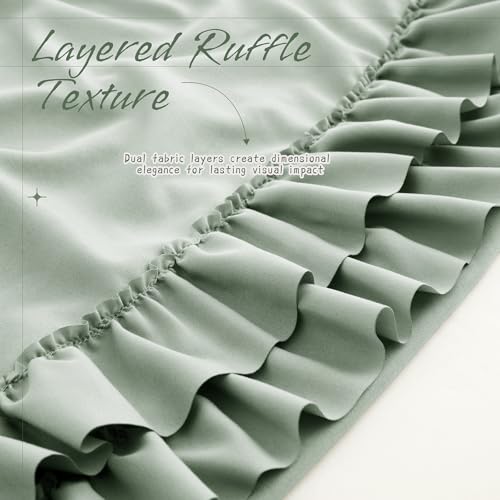 Vonty Sage Green Ruffled Pillow Cases Set of 2 - 20x26 Inch