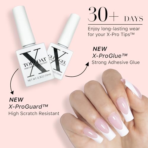 SXC Cosmetics X-Pro Tips Top Coat & Glue Gel Set for French Nails