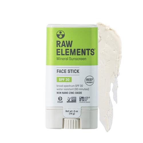 Raw Elements SPF 30 Mineral Face Sunscreen Stick, 0.5 oz Travel Size