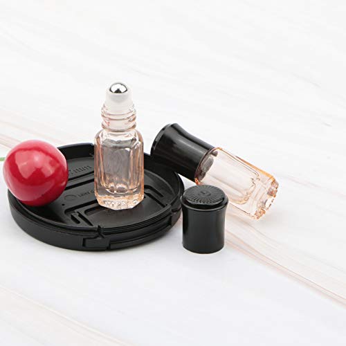 Newzoll 8Pcs 3ml Light Pink Glass Roll-On Essential Oil Bottles