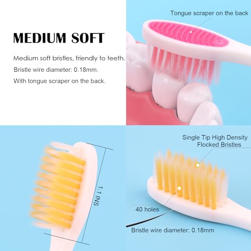 EasyHonor 12-Pack Travel Charcoal Toothbrushes – Foldable, Medium Soft Bristles, 11.4 cm (4.5 in) When Folded