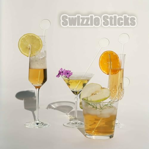 50Pcs Transparent Cocktail Swizzle Sticks - 7 Inch Plastic Mixing Stirrers