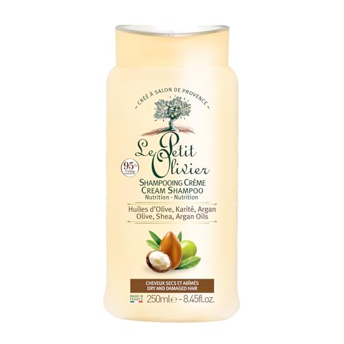Le Petit Olivier Nourishing Cream Shampoo with Olive, Shea & Argan Oils - Repairs Dry Damaged Hair - 8.45 oz