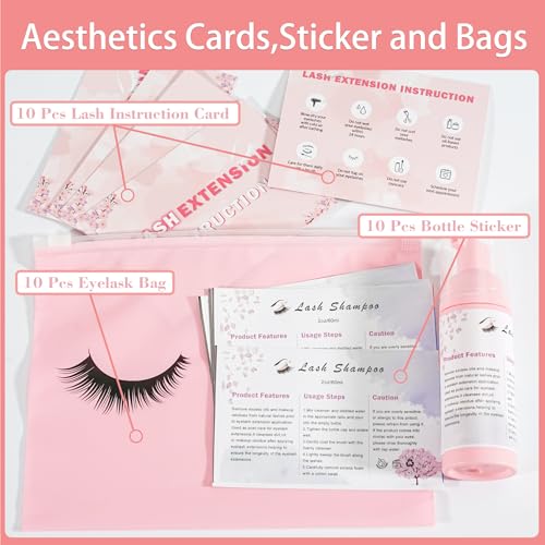 Uyolaxed 60pcs Lash Extension Aftercare Kit with Foam Bottles and Brushes
