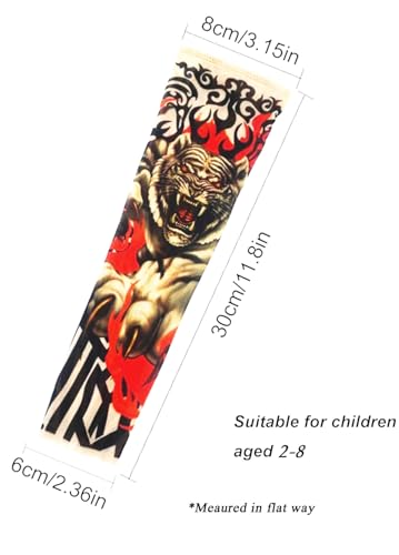 Kids Temporary Tattoo Sleeves - 10 Pcs Sun Protection Arm Covers for Boys & Girls