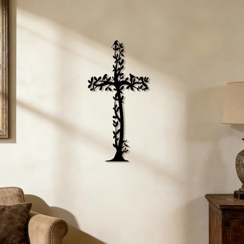 XORT Metal Wall Art Sign - Christian Tree Birds Cross Decor