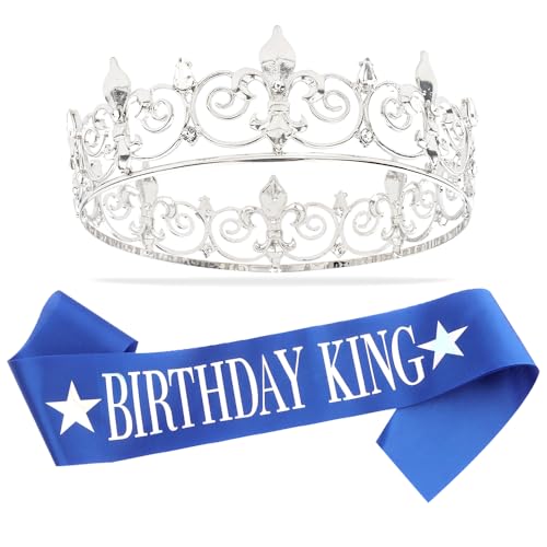 Birthday King Crown and Sash Set for Men - Party Decoration