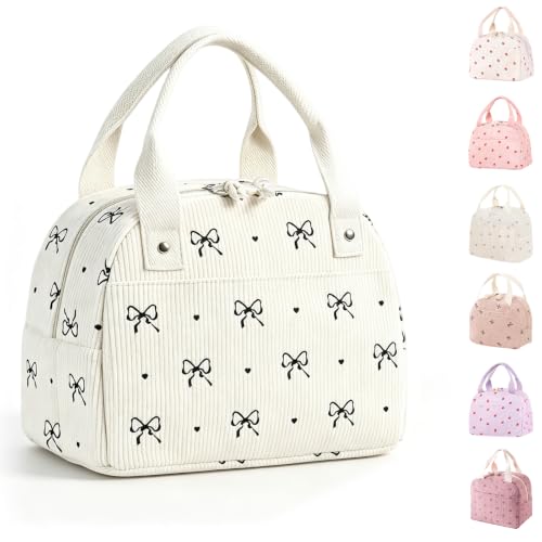 Insulated Lunch Bag for Women - Stylish Cooler Tote with Bow Design