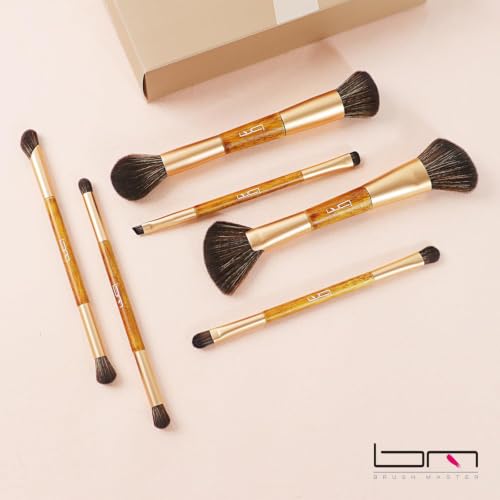 Brush Master 5-Piece Travel Makeup Brush Set with Portable Leather Pouch