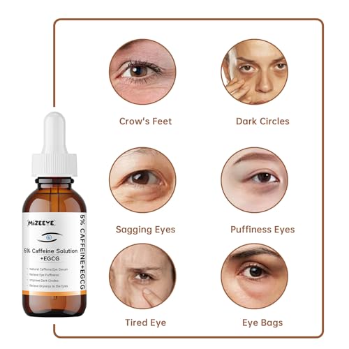 MIZEEYE Caffeine Eye Serum 5% + EGCG for Dark Circles & Puffiness, 30ML, Pack of 2