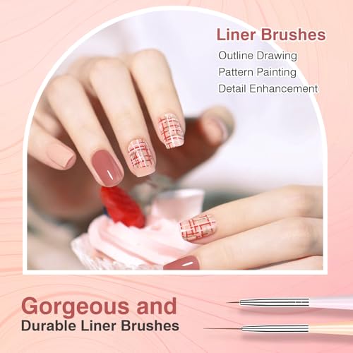 6-Piece Nail Art Brush Set with Liner & Dotting Pens - TOCOLES